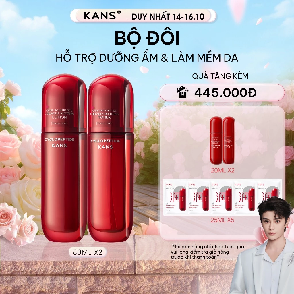 Combo Dưỡng Ẩm KANS Polypeptide Collagen Softening (Toner&Lotion) Làm Sáng Da Chống Lão Hóa