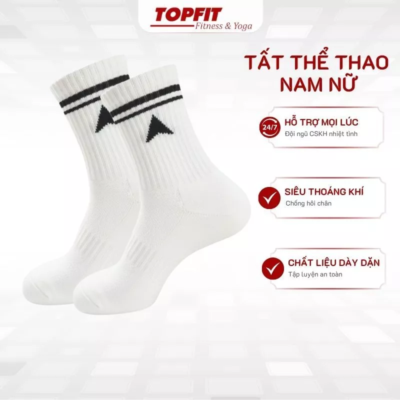 Tất Cao Cổ Nam Nữ TOPBODY Chống Trượt - Vớ Thể Thao Tập Gym, Yoga, Pilates Thoáng Khí - SOCKS07