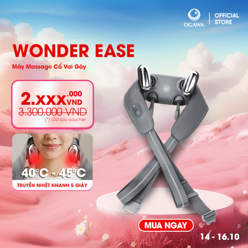 Máy Massage Cổ Vai Gáy OGAWA Wonder Ease - Nhỏ gọn, truyền nhiệt nhanh