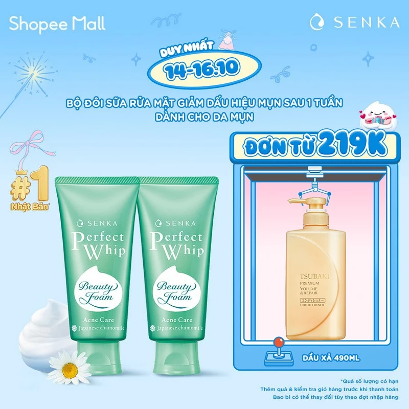 Bộ 02 Sữa rửa mặt ngừa mụn SENKA PERFECT WHIP ACNE CARE 100g/chai
