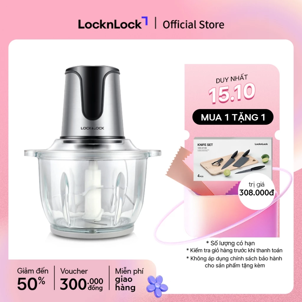 Máy xay thịt bằng thủy tinh Lock&Lock 2L công suất 300W - EJM171