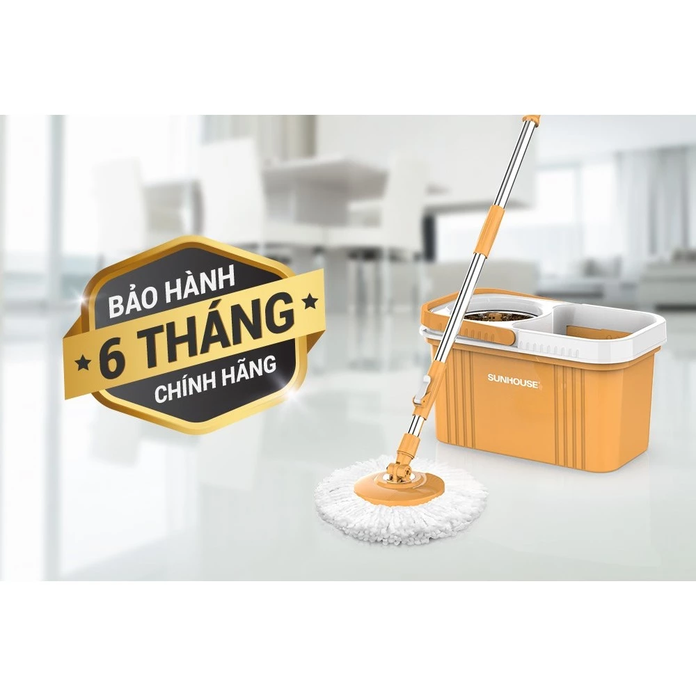 Bộ lau nhà thông minh tự vắt 360 lồng Inox, Công nghệ vắt khô, lau sạch nhanh - Bảo Hành 6T