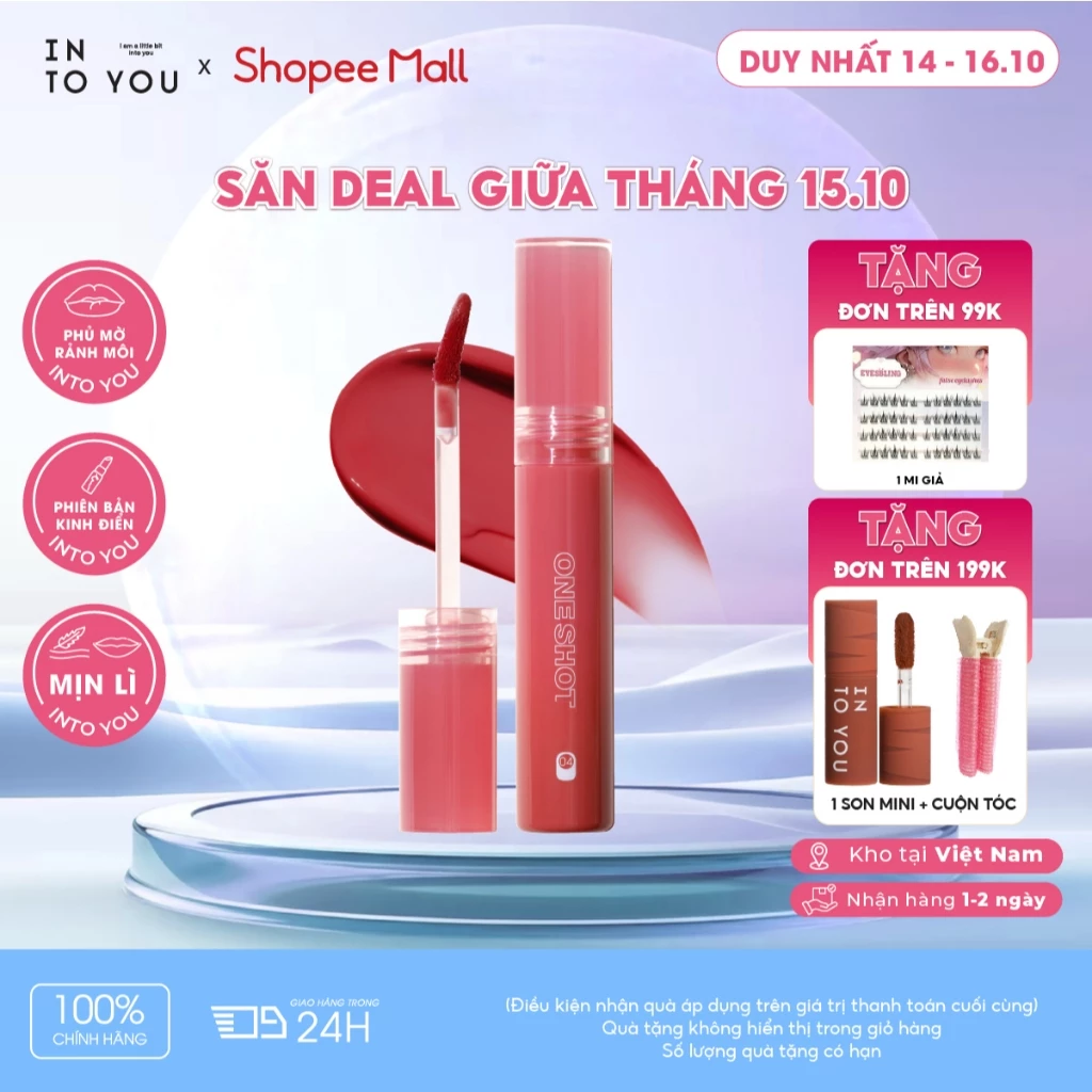 Son Bóng Môi Căng Mọng INTO YOU Chất Son Không Bết Dính Chuẩn Màu Tự Nhiên Makeup OT01 2.2g