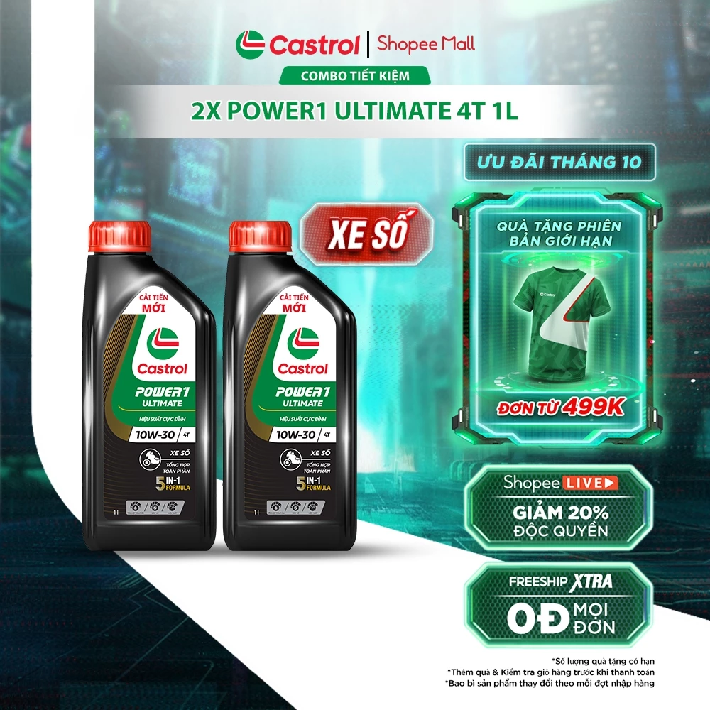 COMBO 2 Dầu nhớt xe số Castrol POWER1 ULTIMATE 10W-30 4T (1L)