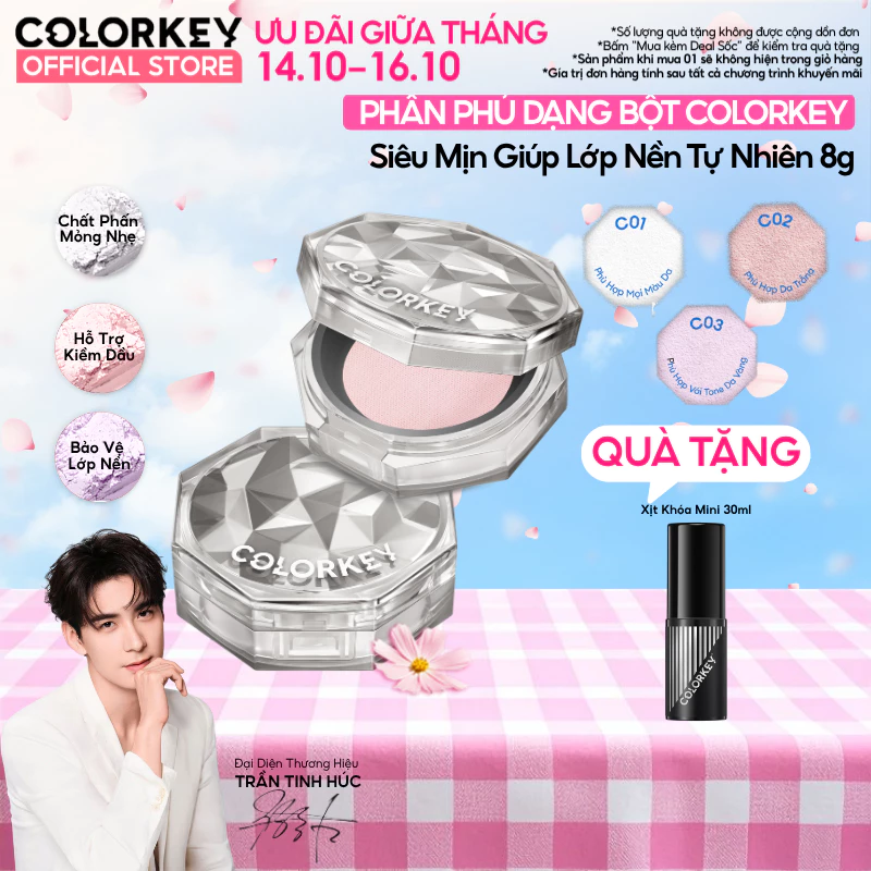 Phấn Phủ Dạng Bột COLORKEY Siêu Mịn Giúp Lớp Trang Điểm Tự Nhiên 8g