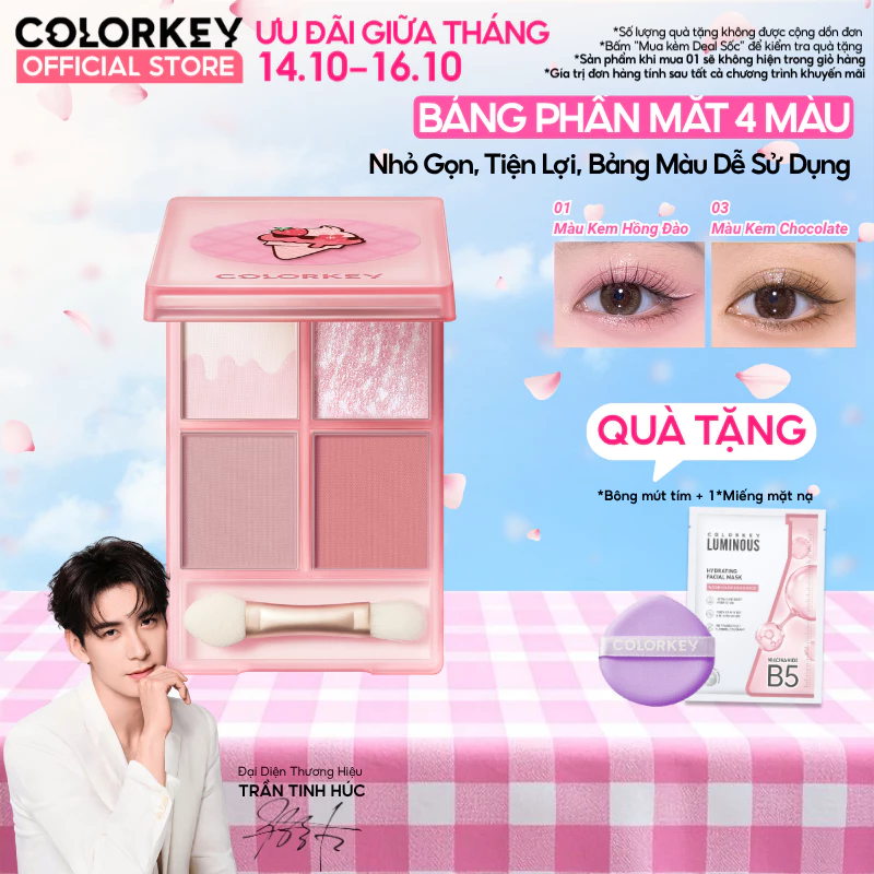 Bảng Phấn Mắt 4 Màu COLORKEY Phiên Bản Ice Cream Ngọt Ngào Thời Thượng 4g