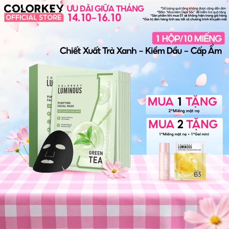 1 Hộp Mặt Nạ Giấy COLORKEY LUMINOUS Hỗ Trợ Cấp Ẩm PHIÊN BẢN NÂNG CẤP MỚI 10 miếng/hộp