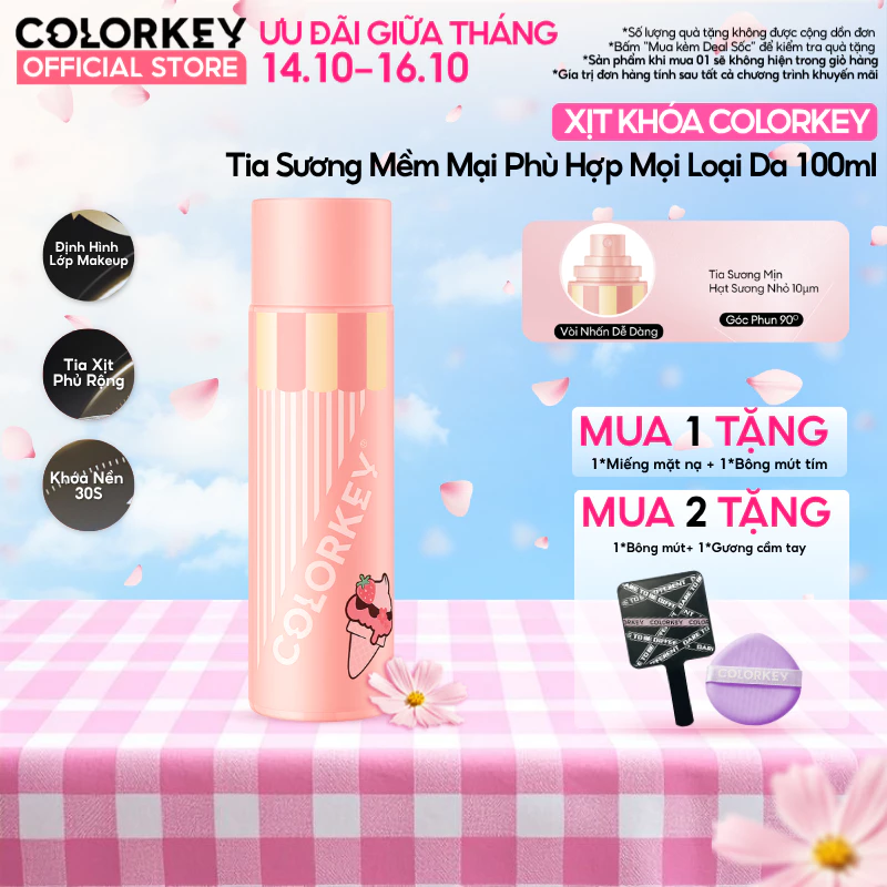 Xịt Khóa Makeup COLORKEY Phiên Bản Ice-Cream Giúp Cố Định Lớp Trang Điểm Công Thức Cải Tiến Dung Tích 100ml