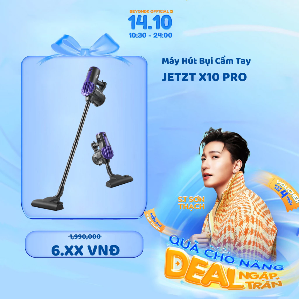 Máy hút bụi cầm tay có dây 4in1 JETZT X10 PRO, kèm đầu hút giường nệm với phân loại X10 PRO MAX