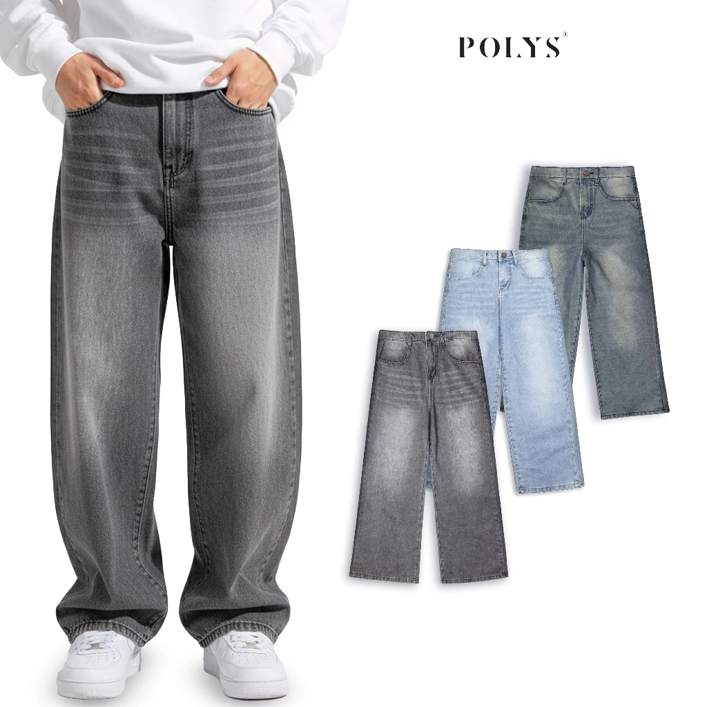 Quần jean nam POLYS, thoáng khí, form straight ống suông, QUẦN JEANS NAM POLYS