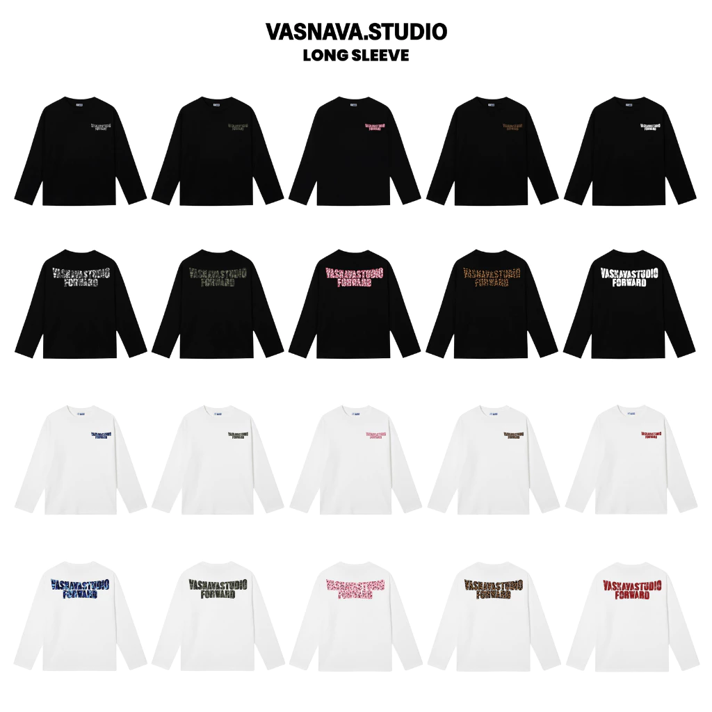 Áo Thun Dài Tay Vasnava Long Sleeve Forward - Cotton Nam Nữ Form Boxy Tay Dài Cổ Tròn Cotton 250gsm co giãn 2 chiều