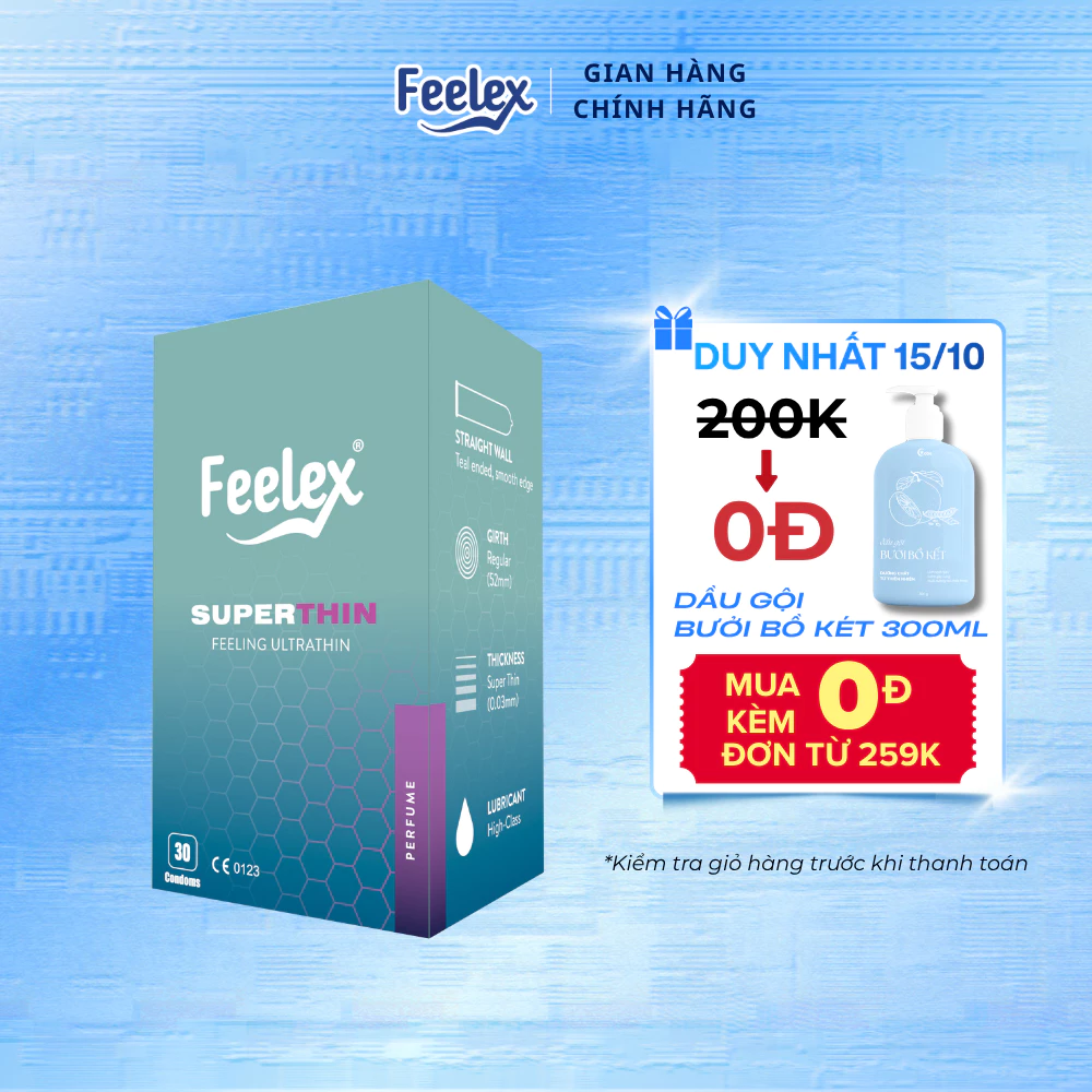 Bao cao su Feelex superthin hộp 30 bcs
