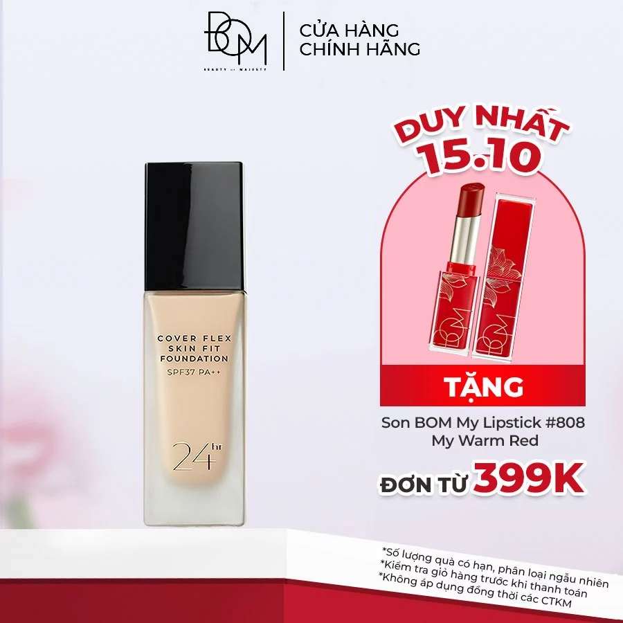 Kem Nền Lâu Trôi Che Khuyết Điểm B.O.M Cover Flex Skin Fit Foundation 30ml