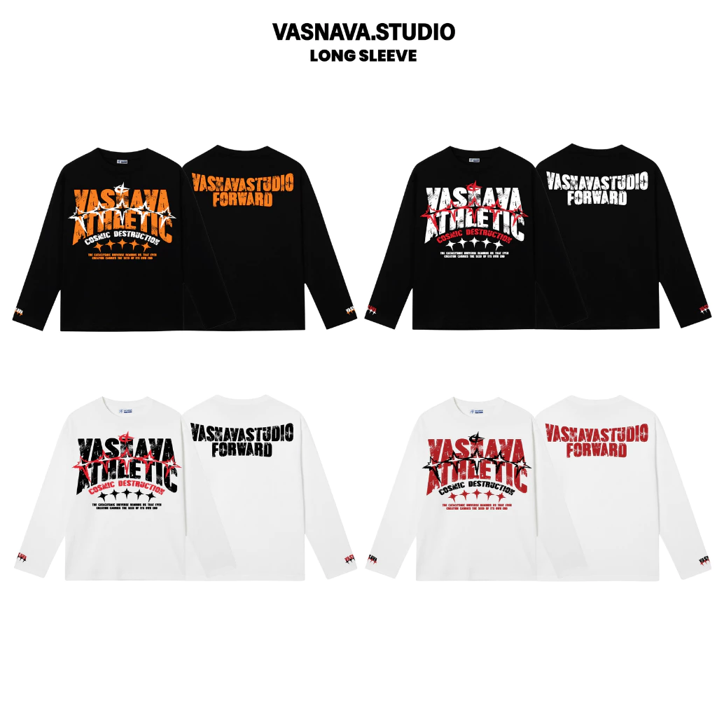 Áo Thun Dài Tay Vasnava Long Sleeve Destruction - Cotton Nam Nữ Form Boxy Tay Dài Cổ Tròn Cotton 250gsm co giãn 2 chiều