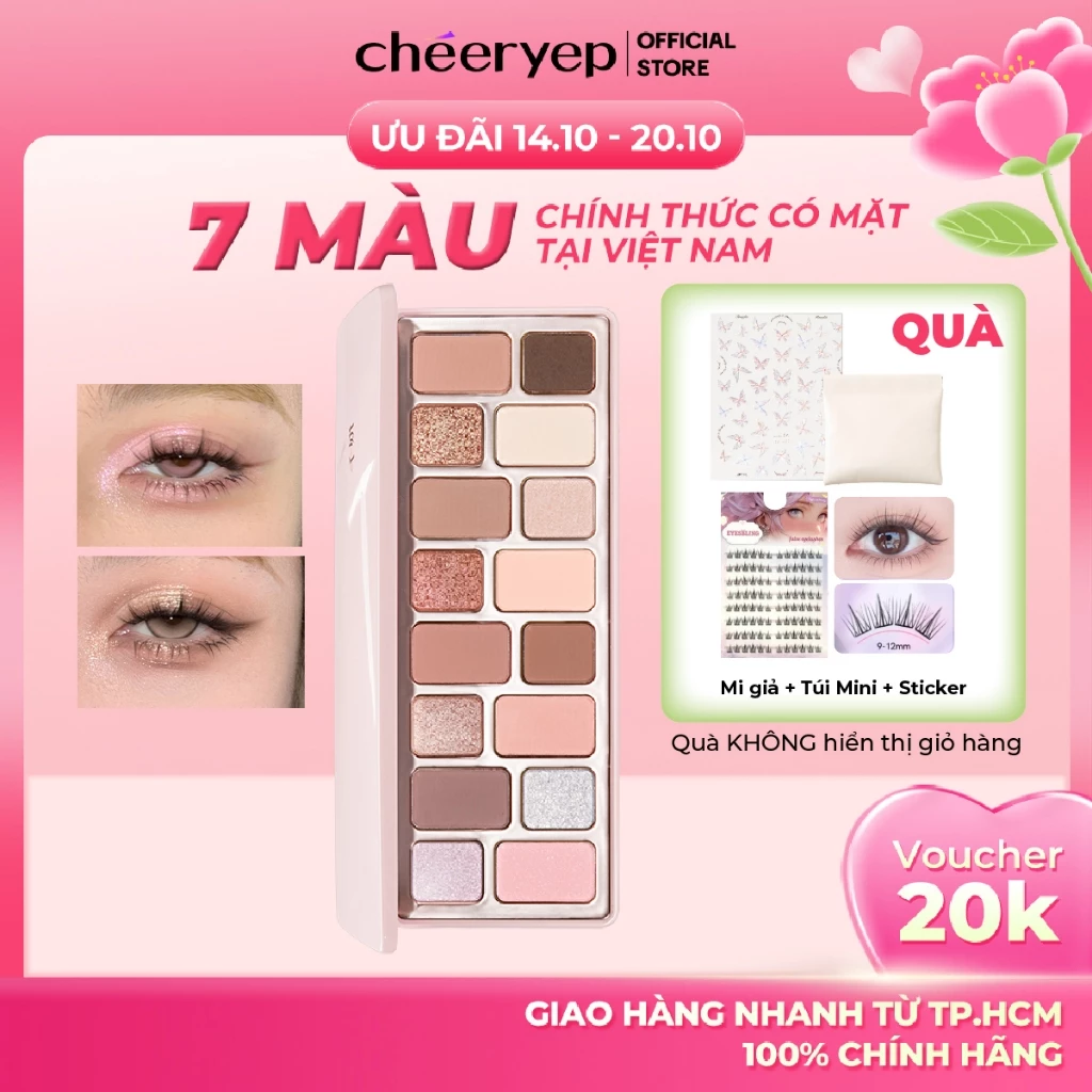 Bảng Phấn Mắt Cheeryep Hồng Đào Nhạt Đa Năng Dễ Dùng Trang Điểm Hằng Ngày Phấn Mịn Dễ Tán Bền Màu