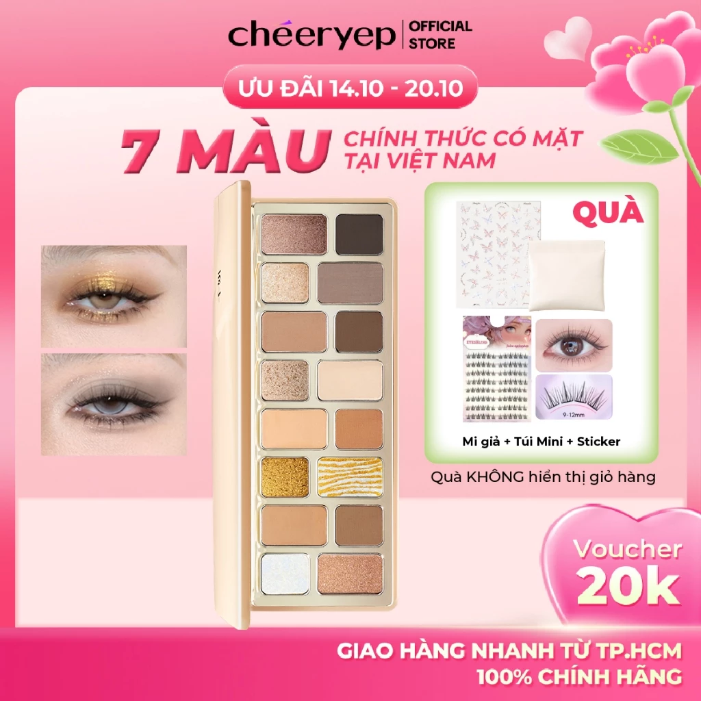 Bảng Phấn Mắt Cheeryep Ánh Kim Tone Nâu Xám Tạo Chiều Sâu Đôi Mắt Chất Phấn Mịn Chuẩn Màu Dễ Phối