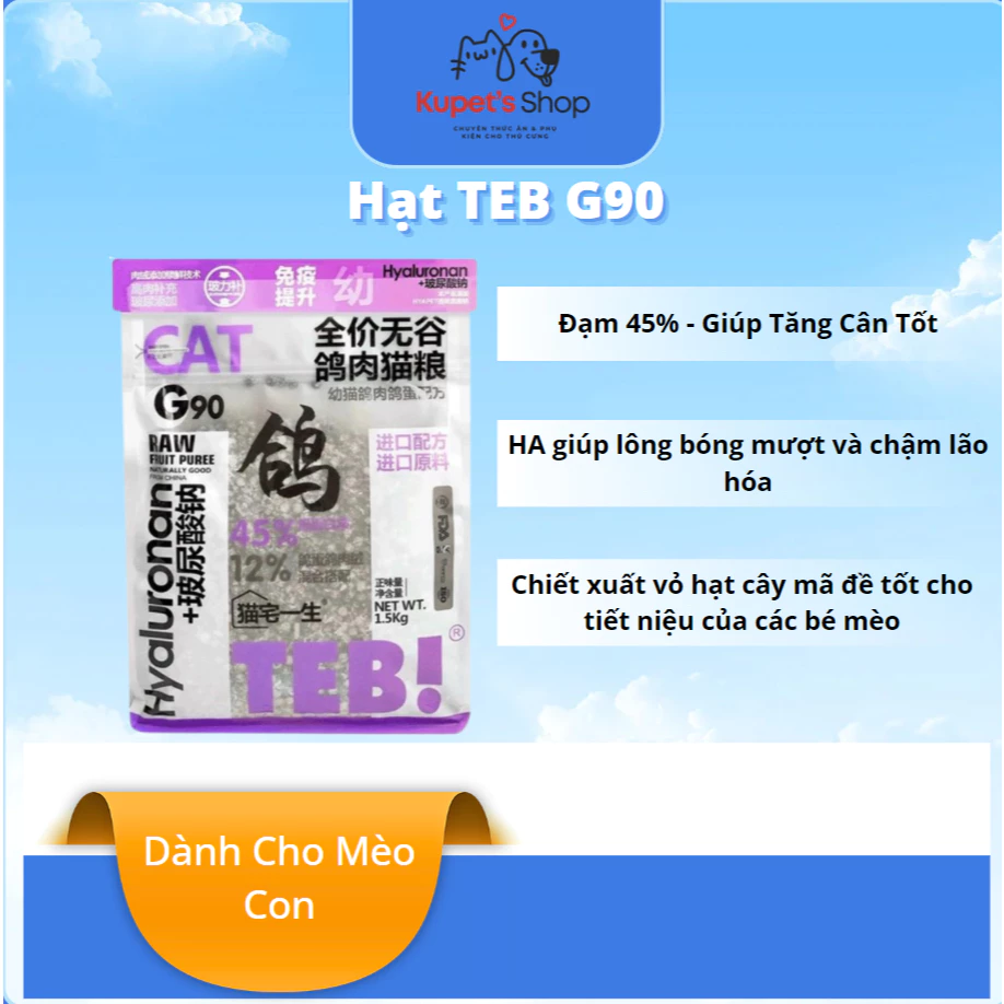 Hạt TEB! G - Mượt Lông Tiêu Hóa Tốt Cho Mèo Con Mèo Mẹ và Mèo Trưởng Thành