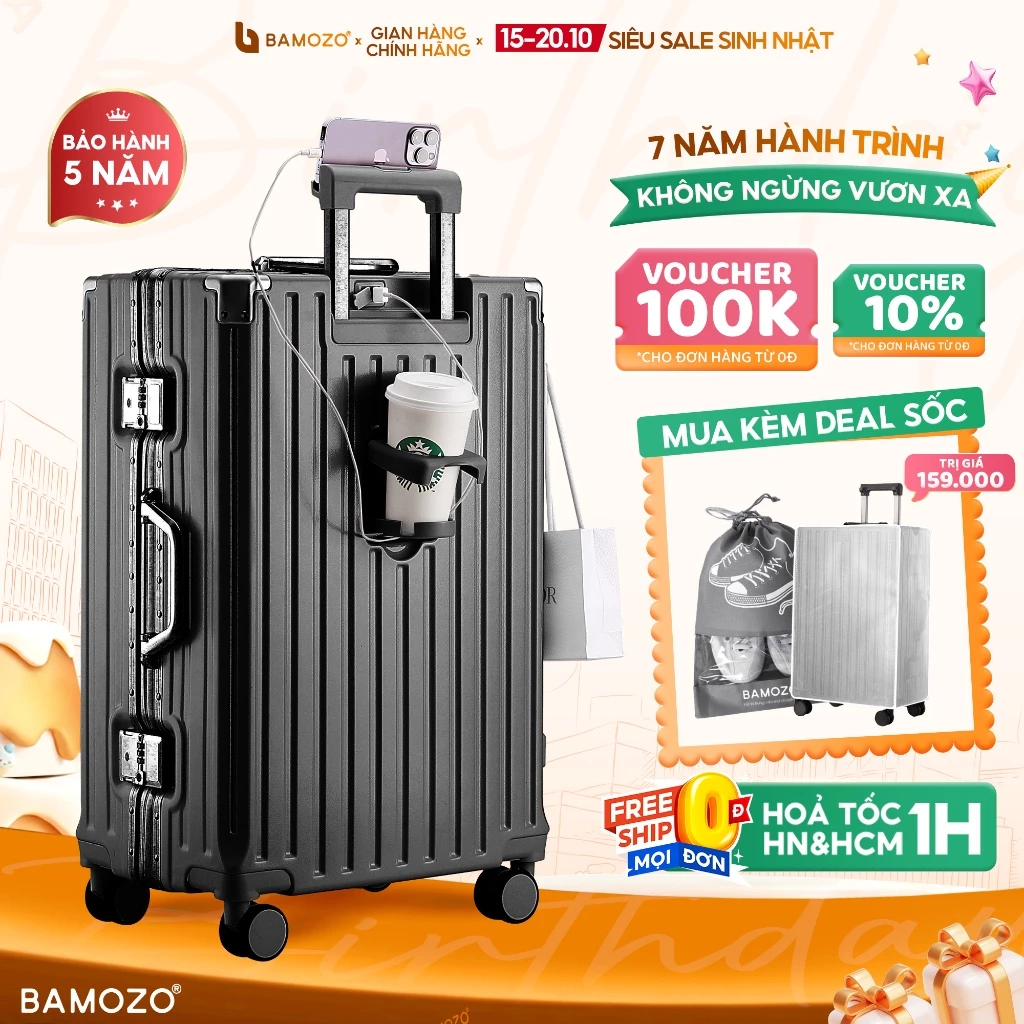 Vali Khung Nhôm B Bamozo Size 20/24/28 Cao Cấp Bảo Hành 5 Năm - Lỗi 1 Đổi 1 Trong 30 Ngày_9066