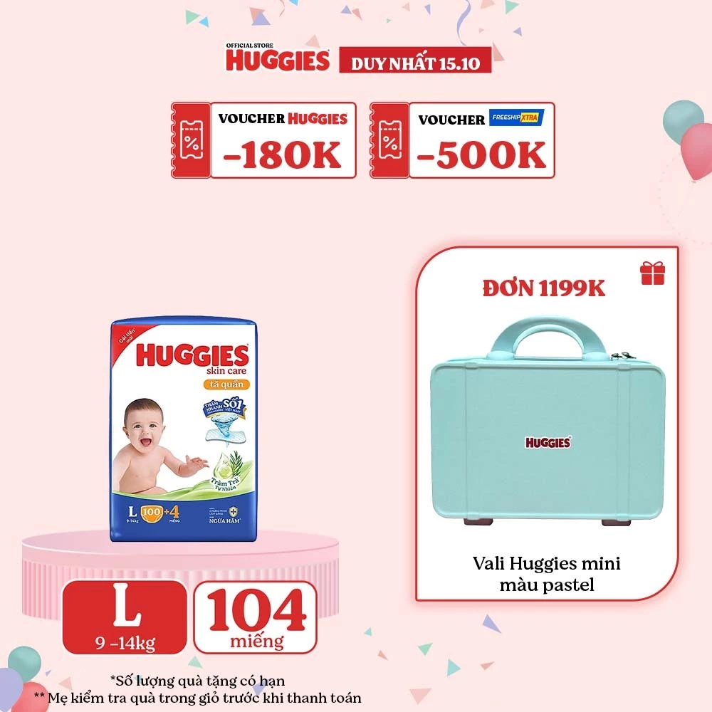 Tã quần Huggies Skincare Mega Jumbo M102+4/L100+4/XL84+4/XXL76+4
