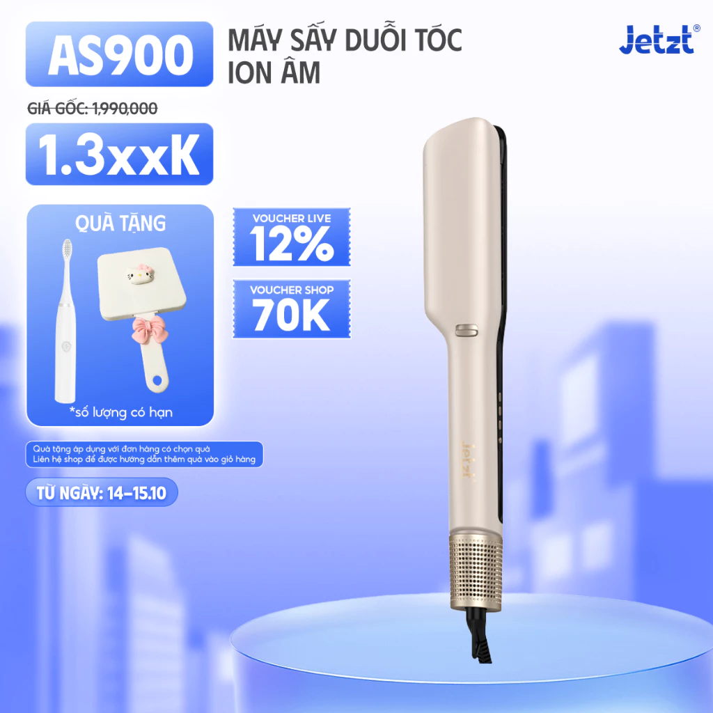 Máy sấy duỗi tóc 2in1 Jetzt AS900, 6 chế độ nhiệt, tạo kiểu sấy khô đa năng