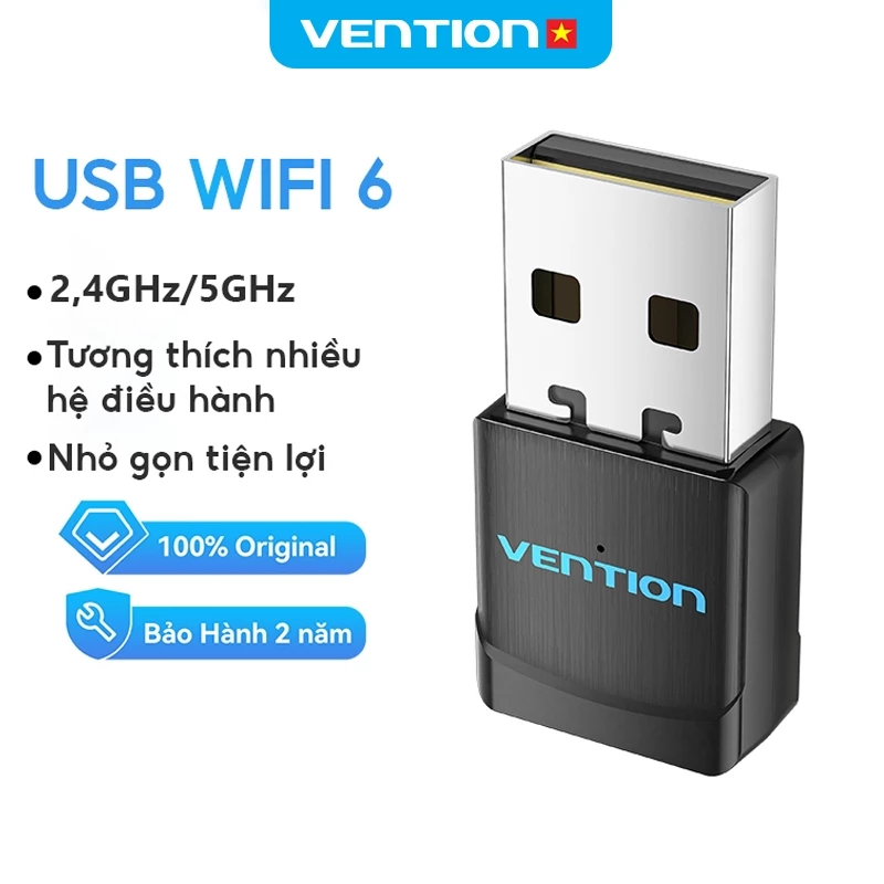 USB WiFi Vention- Bộ Chuyển Đổi WiFi USB, Card Mạng Không Dây 600M,Băng Tần Kép 2.4GHz/5GHz