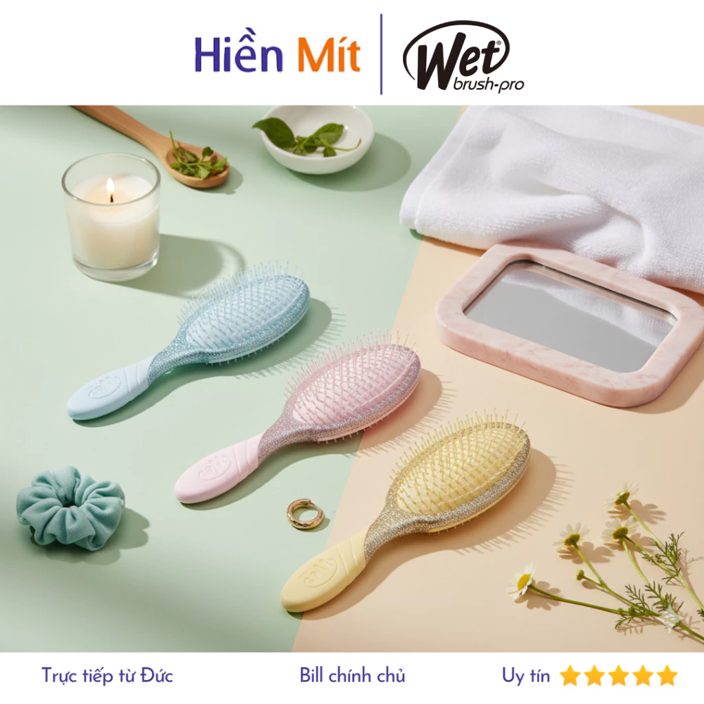 50 Mẫu Lược Wet Brush PRO Detangler gỡ rối giảm rụng tóc auth chính hãng mini Wetbrush paddle rose gold epic