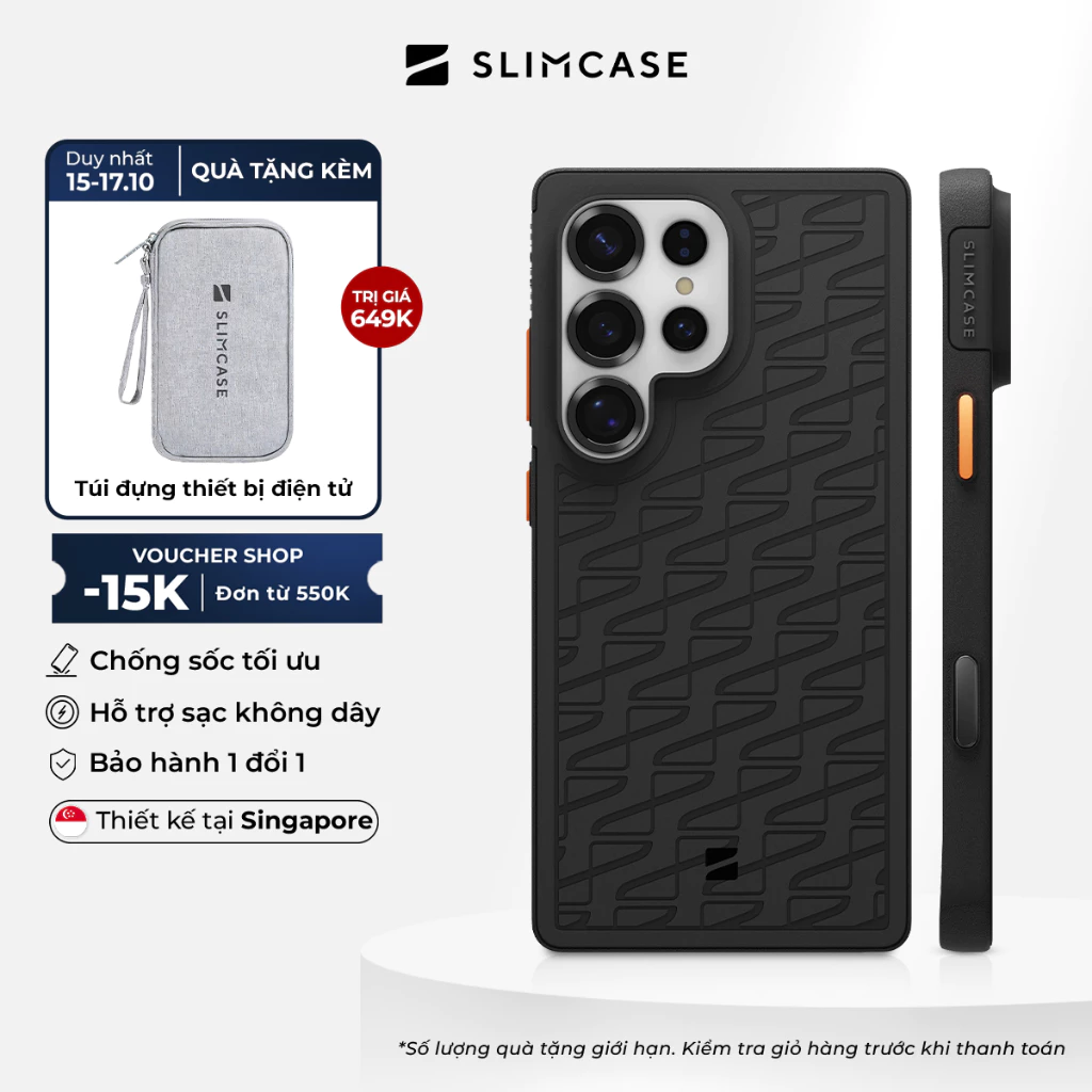 Ốp lưng Samsung Galaxy S25 Ultra SLIMCASE SPORT X - Chống sốc, chống trượt. TẶNG kèm bộ nút bấm