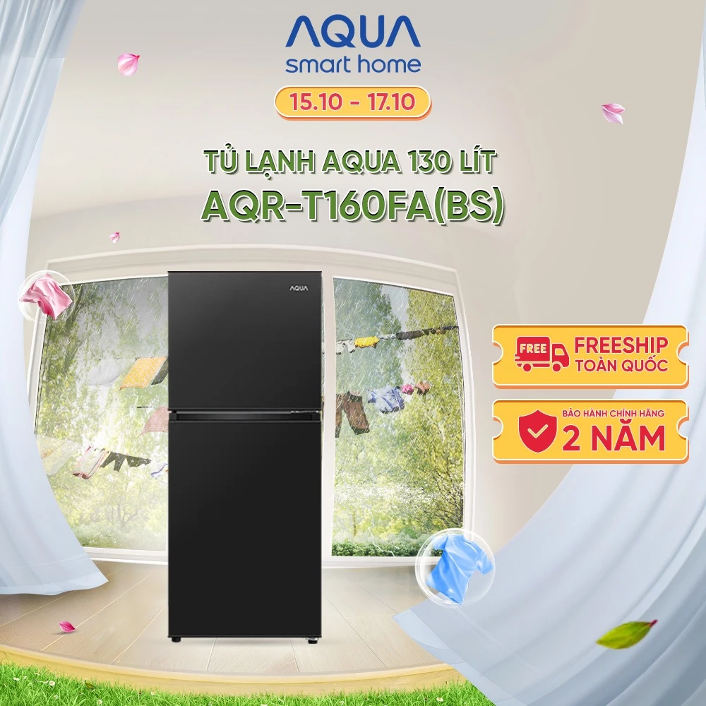 Tủ lạnh AQUA 130 lít ngăn đá trên AQR-T160FA(BS) - Freeship toàn quốc - Bảo hành chính hãng 2 năm