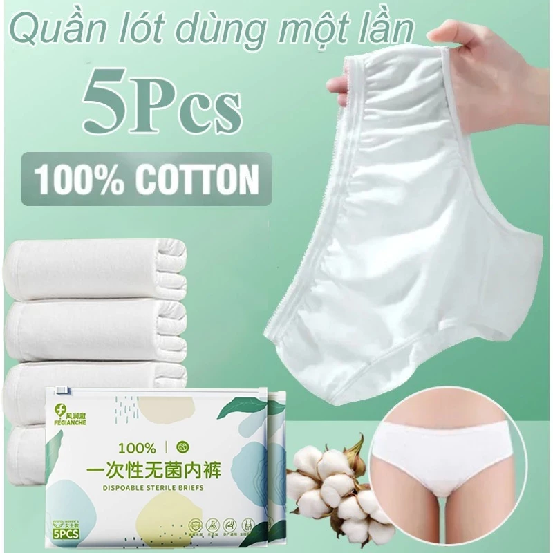 Quần lót cotton dùng một lần Thiết kế đáy hai lớp an toàn Thích hợp sử dụng khi đi du lịch.