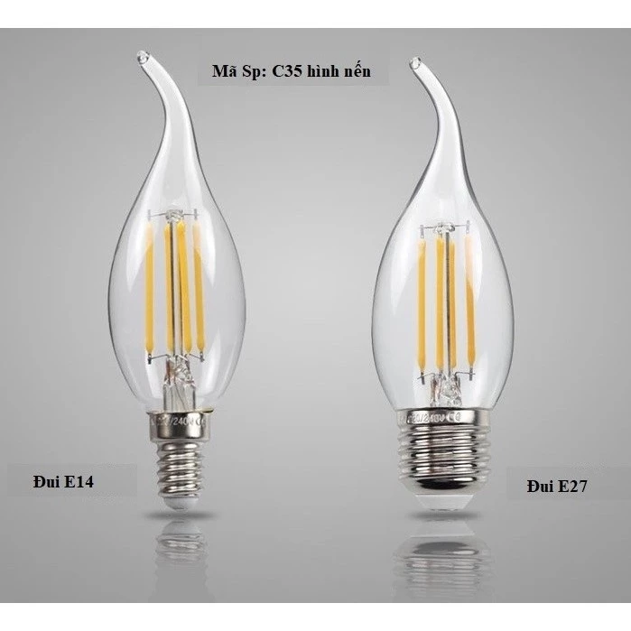 BÓNG LED EDISON C35 DÁNG NGỌN LỬA 4W ĐUÔI E27 VÀ ĐUÔI E14