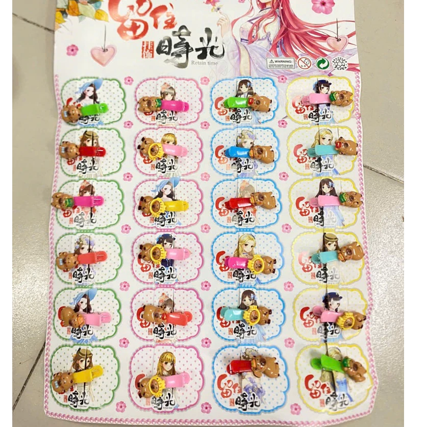 Vỉ 24 chiếc kẹp tóc labubu,capypara nhân vật hoạt hình đồ chơi cho bé toy