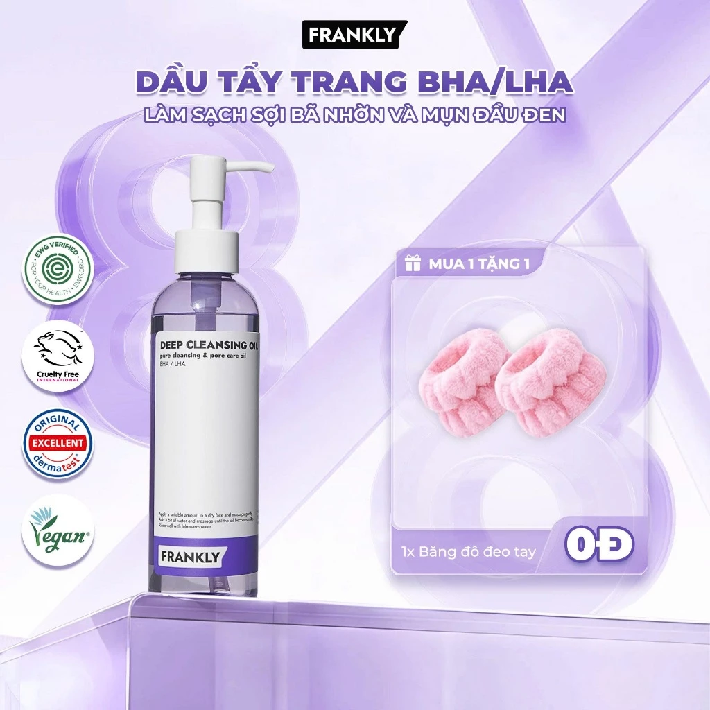 (Tặng BĐ tay) Dầu tẩy trang BHA/LHA làm sạch sợi bã nhờn và mụn đầu đen Frankly Deep Cleansing Oil 200ml