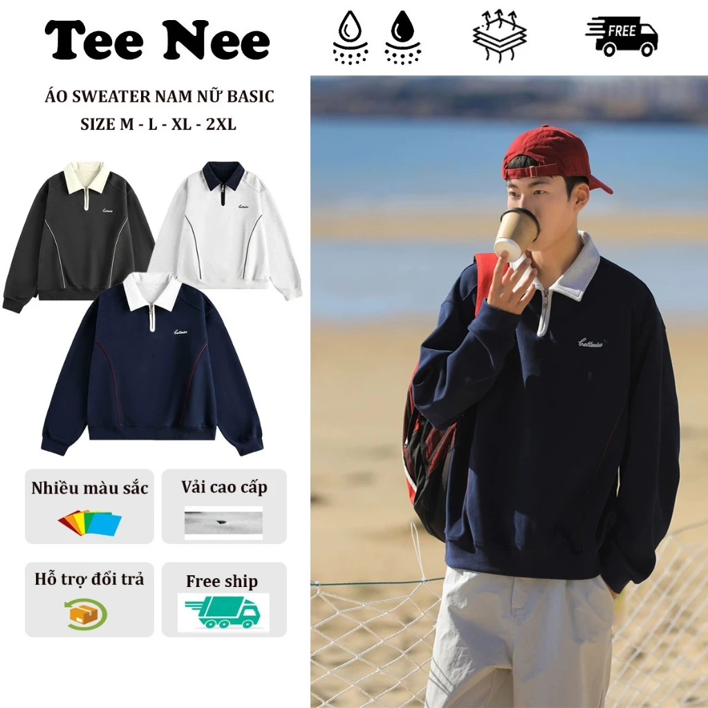 Áo sweater Nam Nữ chất vải nỉ 2 da Cotton cao cấp mịn lông mùa thu đông Form Rộng Unisex có cổ khoá