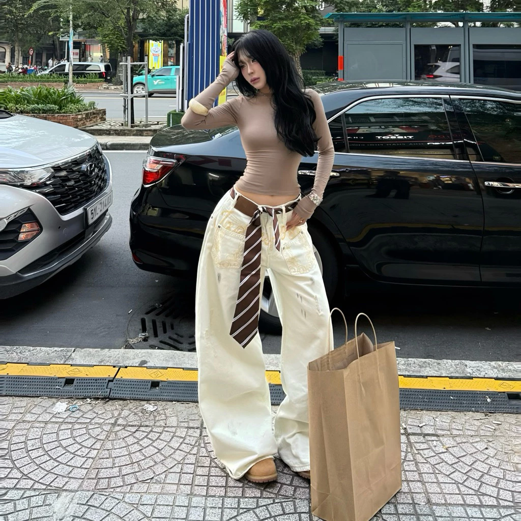 [ MOCA TOP ] Set áo thun tay dài moca nâu tây slimfit