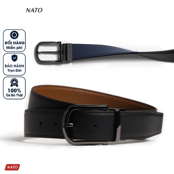Thắt Lưng Nam Nato Victor Mặt Xoay Chiều Da Bò Cao Cấp Bền Sang Trọng Tối Giản Đi Học Bản Nhỏ 980Gsm