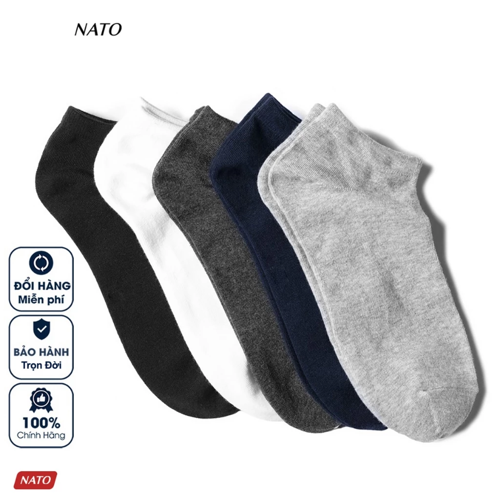 Tất Vớ Ngắn Nato Socks Cao Cấp Vải Cotton Kháng Khuẩn Chống Mùi Hôi Màu Trắng Đen Trơn Mắt Cá 285Gsm