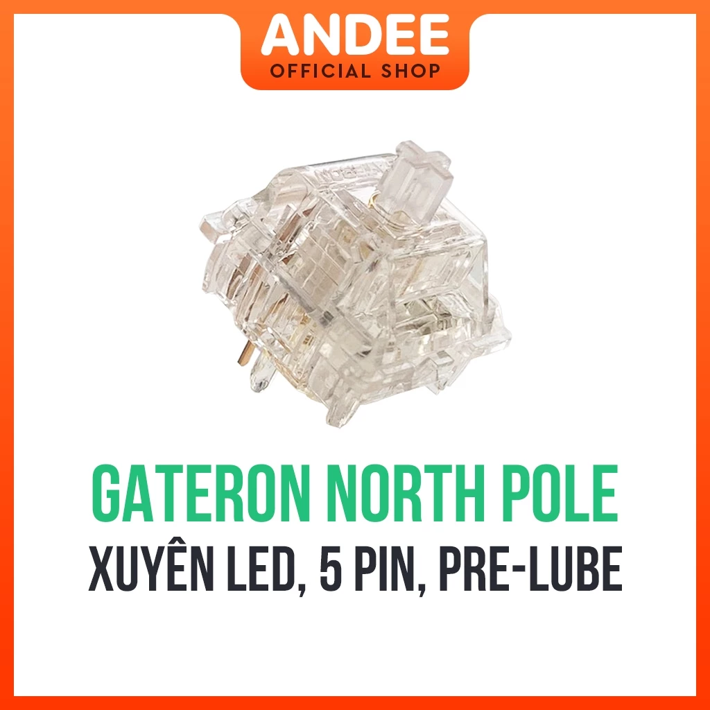 Gateron North Pole Switch bán lẻ công tắc phím cơ xuyên LED 5 pin có lube sẵn