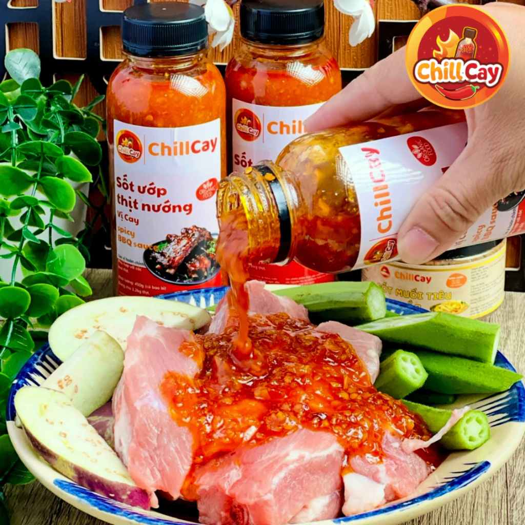 COMBO 2 Chai Sốt Ứớp Thịt Nướng BBQ 450g CHILLCAY Sốt Ướp Thịt Nướng - Cơm Sườn , Hải Sản Gia Vị Hoàn Chỉnh SIÊU NGON