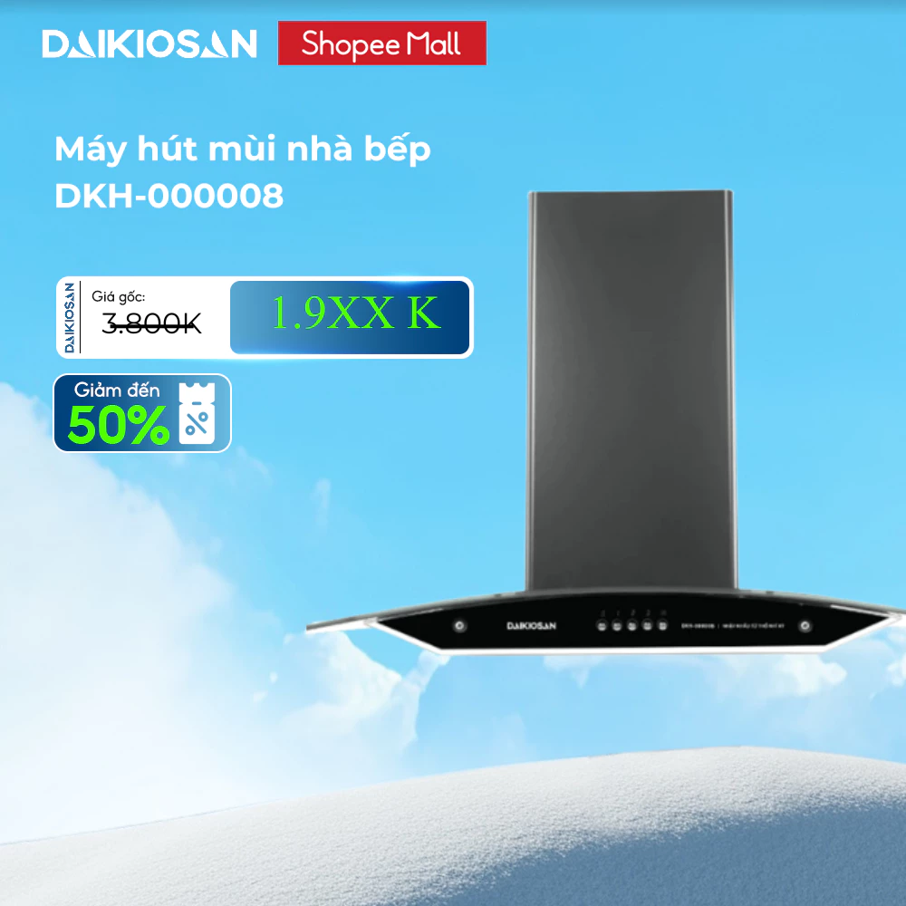 Máy Hút Mùi Nhà Bếp Daikiosan DKH000008 Lọc Và Khử Mùi Bằng Than Hoạt Tính