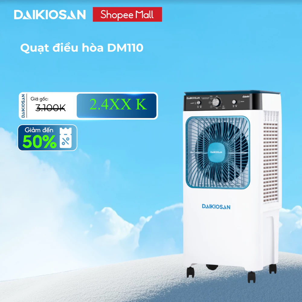 Quạt Điều Hòa Daikiosan DM110 Làm Mát Lên Đến 30m2 Tích Hợp Công Nghệ Ag+ Máy Nhỏ Gọn