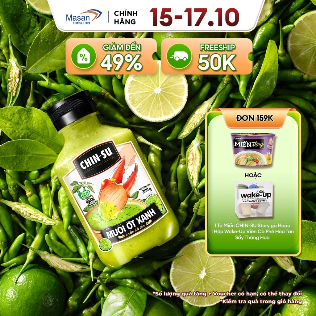 Chai Xốt Muối Ớt Chin-Su Xanh Chai X 200Gr