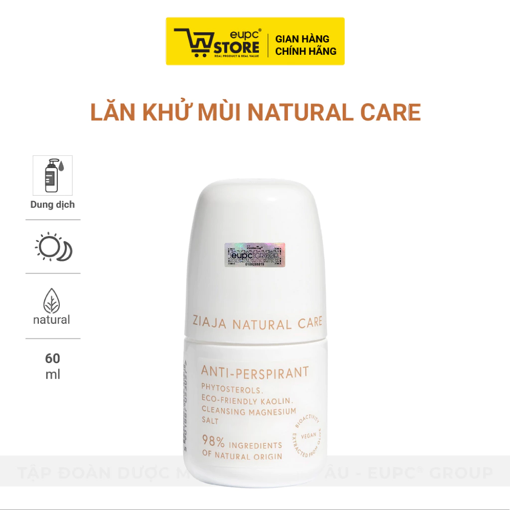 Lăn Khử Mùi Kiểm Soát Mồ Hôi Ziaja Natural Care 60ml Không Cồn, Không Để Lại Vệt Trên Áo EUPC STORE