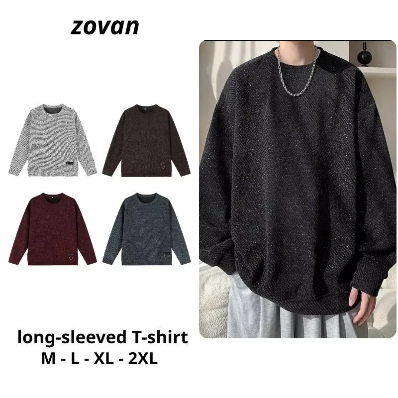 Áo thun len nam nữ đông dài tay chất liệu dạ phủ kim tuyến - Zovan