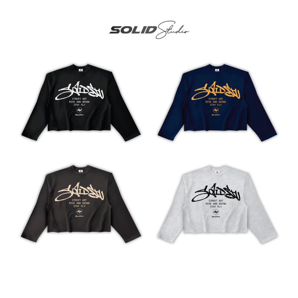 BST THU ĐÔNG 2025 - Áo Thun Boxy Tay Dài Graffiti SOLID Local Brand Unisex Nam Nữ Oversize - TS39