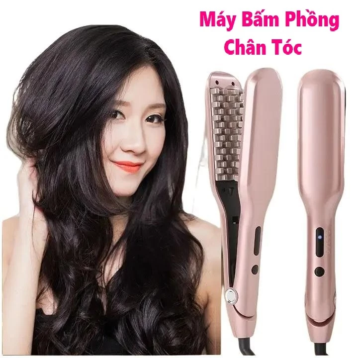 Máy bấm tóc phồng chân tóc CAO CẤP, máy dập xù chân vuông 2 in 1 kéo duỗi cao cấp 5 mức nhiệt hàng