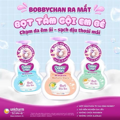 Bọt tắm gội em bé Clean & Fresh, Soft Care, Nature Care  200ml sạch sâu, thơm lâu