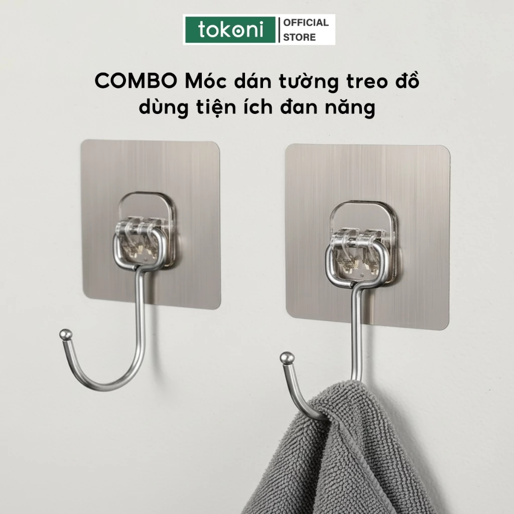 COMBO Móc Dán Tường Inox Chịu Lực Xoay 180 JYoohome Móc Dính Treo Đồ Dùng Quần Áo Đa Năng Tiện Lợi