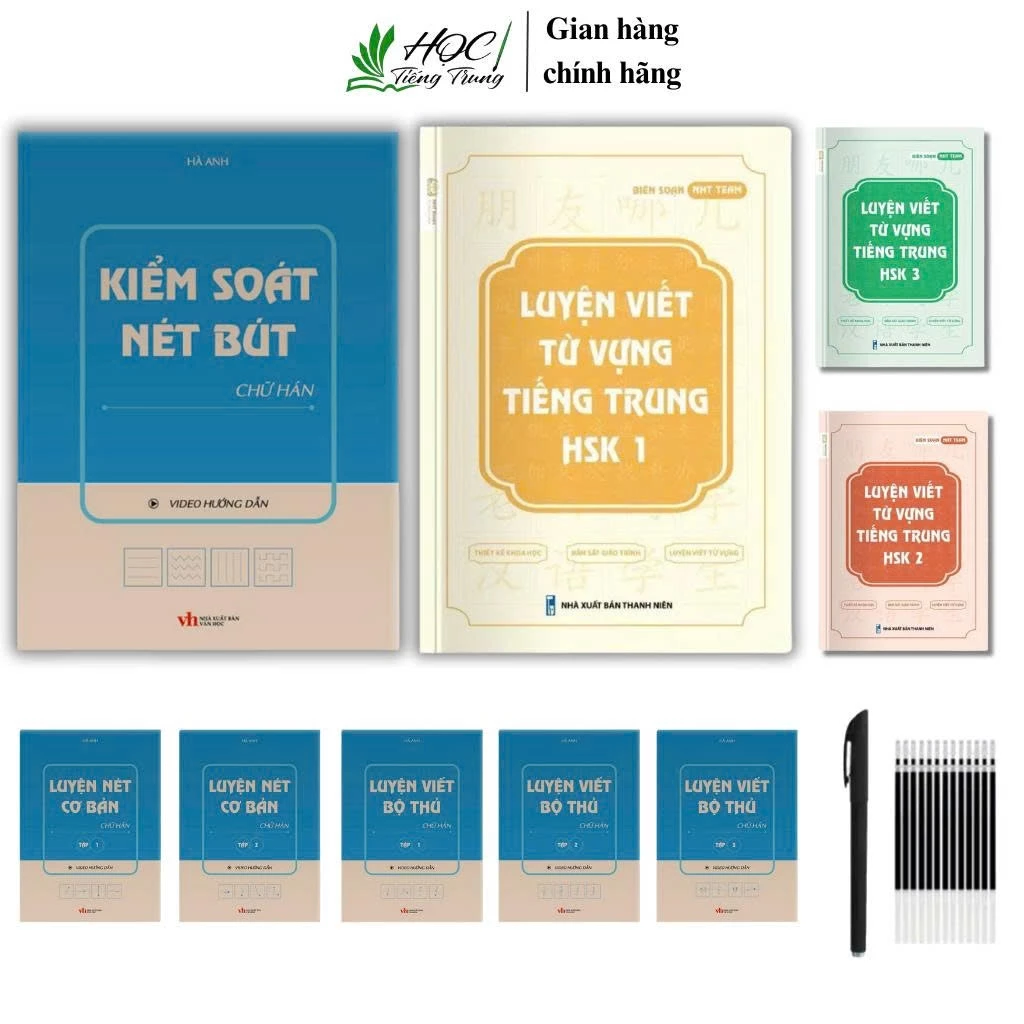 SÁCH-Combo 9 vở luyện viết dẻo tay,bộ thủ,luyện nét+vở luyện viết Hsk123 cho người mới bắt đầu