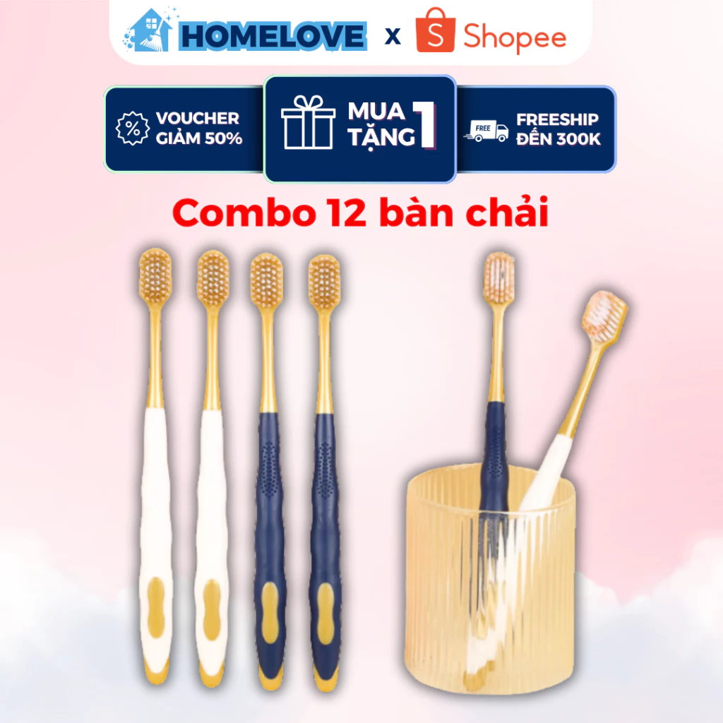 Bàn Chải Đánh Răng Combo 6 Cái Bàn Chải Lông Mềm Làm Sạch Sâu Tiện Lợi