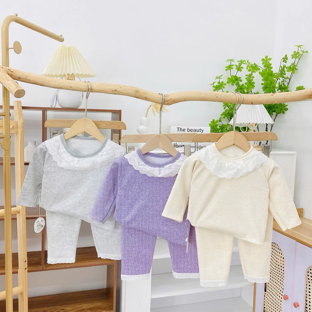 {combo 3b} len lông thỏ bé gái , bộ bé gái bèo cổ dễ thương 5-16kg chất len lông thỏ mềm mát